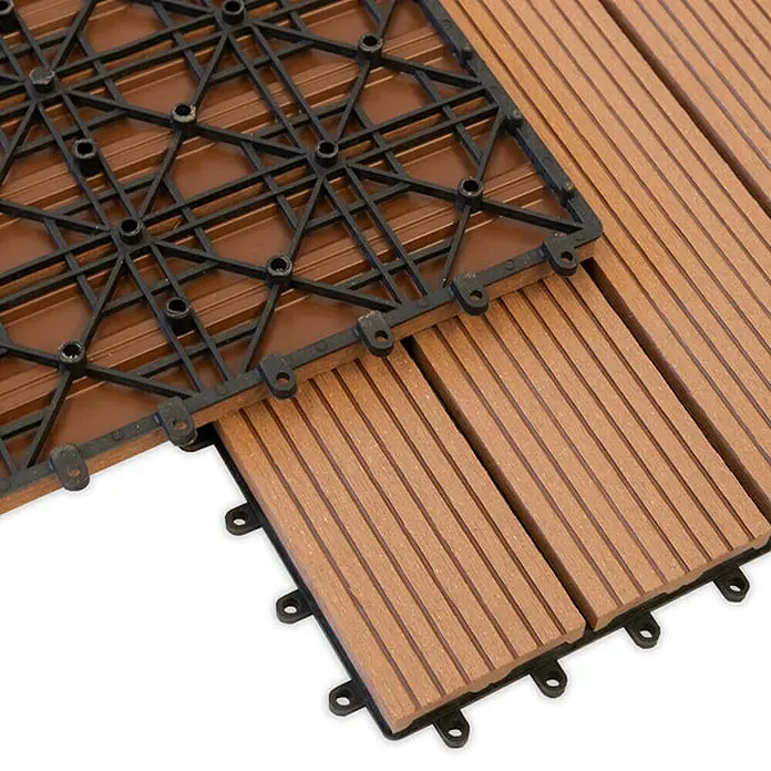 Floordirekt Klickfliese WPC Royal 30 x 30 cm Hellbraun - 30 x 30 x 2,2 cm, 1 Stk. - Terrassendielen mit Clip-System: Einfache Verlegung und schönes Design für Ihren Außenbereich. Ideal für Balkon und Garten.