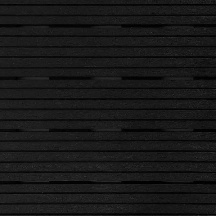 Floordirekt Klickfliese Claire 30 x 30 cm Grau 11er-Set - 30 x 30 x 1,5 cm, 11 Stk. - Schwarzer Holzzaun mit horizontalen Brettern und dezenten Zwischenräumen, ideal für moderne Außenbereiche.