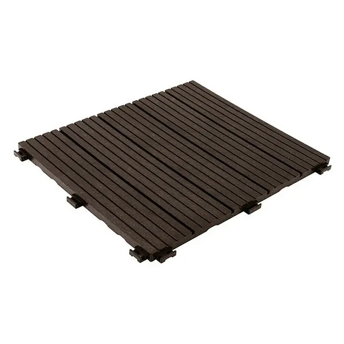 Floordirekt Klickfliese Claire 30 x 30 cm Braun - 30 x 30 x 1,5 cm, 1 Stk. - Quadratische braune Terrassenfliese aus Holzimitat mit Verbindungselementen für eine einfache Verlegung im Außenbereich.