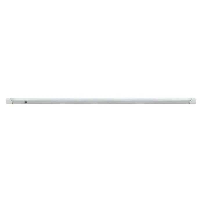 E2 elektro LED-Lichtleiste Base Switch - L x B x H: 1.500 x 30 x 42 mm, Lichtfarbe: Neutralweiß, 1 Stk., 24 W - Das Bild zeigt ein schlankes, weißes Klimagerät mit einem kleinen, dunklen Sensor, ideal für moderne Wohnräume.