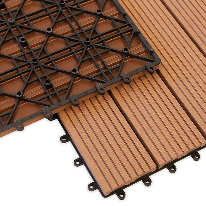 Floordirekt Klickfliese WPC Royal 30 x 60 cm Hellbraun - 60 x 30 x 2,2 cm, 1 Stk. - Terrassendielen aus Holzverbundstoff mit praktischem Klicksystem. Ideal für Balkone und Terrassen.