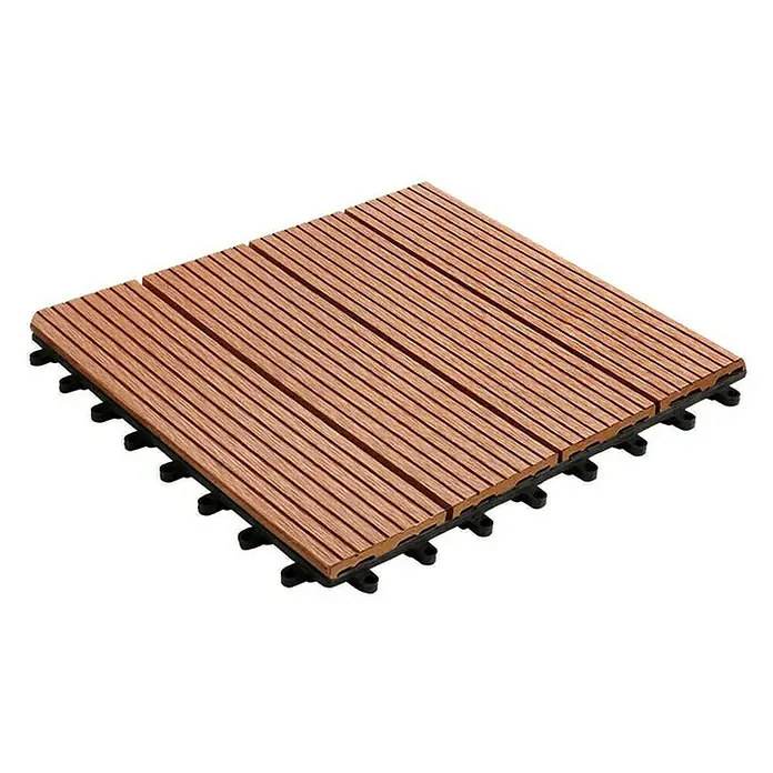 Floordirekt Klickfliese WPC Royal 30 x 30 cm Hellbraun 11er-Set - 30 x 30 x 2,2 cm, 11 Stk. - Quadratische Terrassenfliese aus Holz-Kunststoff-Verbund mit dunklem Unterbau für den Außenbereich.