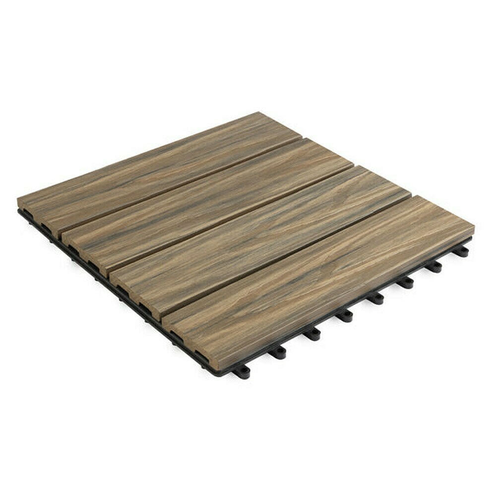 Keramische terrastegel houtlook grijs 30x120 cm - 64 stuks