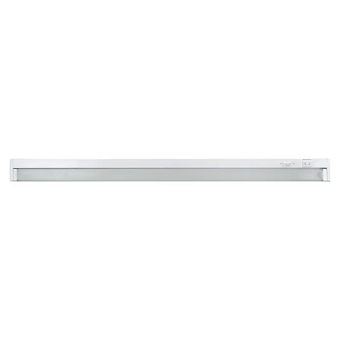 E2 elektro LED-Lichtleiste Swing M - L x B x H: 856 x 24 x 61 mm, Schwenkbar, 12 W, 1 Stk., 12 W - Eine weiße Unterbauleuchte mit einem schlanken Design und Bedienelementen, ideal für die Montage unter Schränken in Küchen oder Arbeitsbereichen.