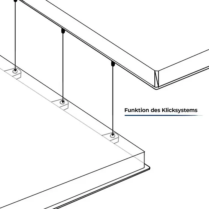 Floordirekt Klickfliese WPC Royal 30 x 60 cm Hellbraun 6er-Set - 60 x 30 x 2,2 cm, 6 Stk. - Detailansicht eines Klicksystems, das die einfache Verbindung zweier Paneele zeigt. Ideal für schnelle Installation.