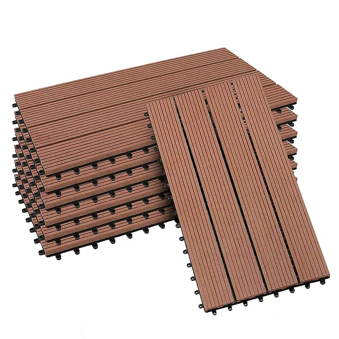 Floordirekt Klickfliese WPC Royal 30 x 60 cm Hellbraun 6er-Set - 60 x 30 x 2,2 cm, 6 Stk. - Holzfliesen für den Außenbereich, ideal für Balkone und Terrassen. Einfach zu verlegen und wetterfest.