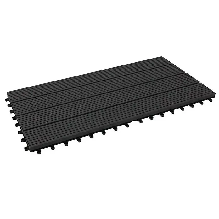 Floordirekt Klickfliese WPC Royal 30 x 60 cm Anthrazit 6er-Set - 60 x 30 x 2,2 cm, 6 Stk. - Dunkelgraue Terrassenfliese aus Kunststoff mit gerillter Oberfläche für den Außenbereich.