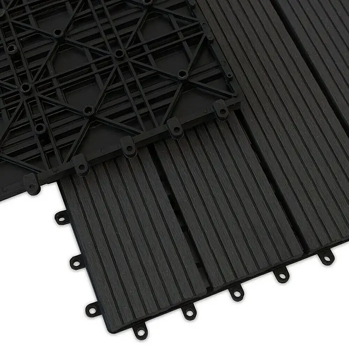 Floordirekt Klickfliese WPC Royal 30 x 60 cm Anthrazit 6er-Set - 60 x 30 x 2,2 cm, 6 Stk. - Dunkle Terrassenfliesen aus Kunststoff mit Nut- und Feder-System für eine einfache Verlegung im Außenbereich.