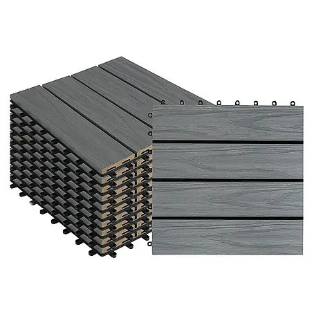 Floordirekt  Klickfliese WPC Classic 30 x 30 cm Grau 11er-Set