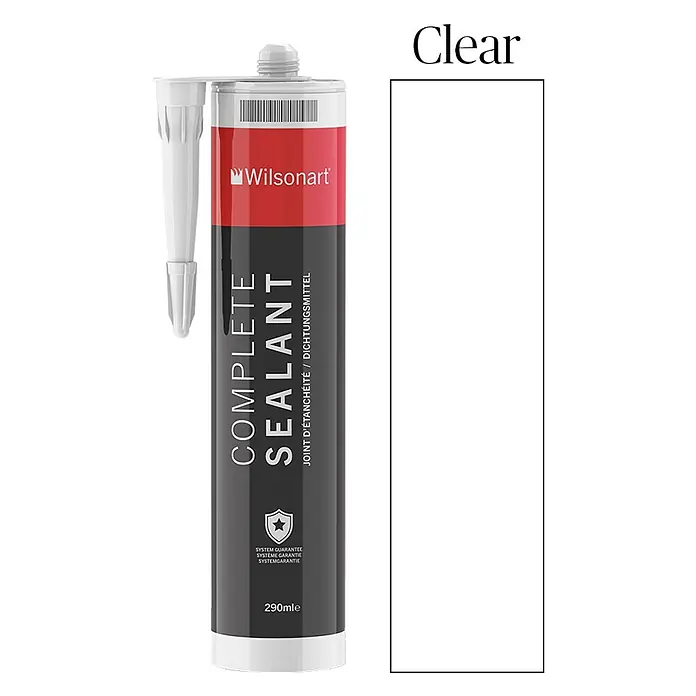 Dichtmasse Wilsonart Complete Sealant - 290 ml, Clear Neutral - Abbildung einer Kartusche Wilsonart Complete Sealant, ein transparentes Dichtmittel für verschiedene Anwendungen.