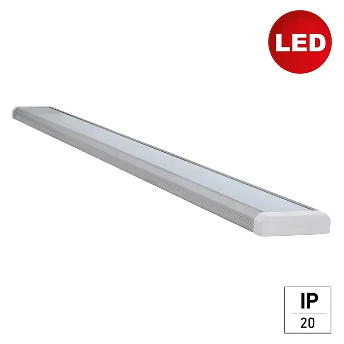 E2 elektro LED-Lichtleiste Flat - 10 W, L x B x H: 585 x 75 x 25 mm, Lichtfarbe: Neutralweiß, 1 Stk. - LED-Leuchte mit grauem Gehäuse und der Kennzeichnung IP20, ideal für moderne Beleuchtungslösungen in Innenräumen.