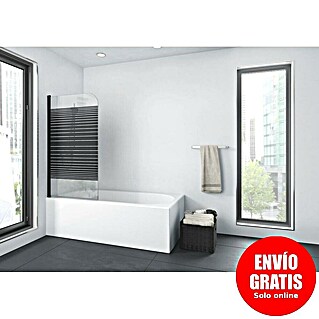 Aurlane Mampara para bañera Black Lines (An x Al: 75 x 140 cm, 1 ud., Negro)