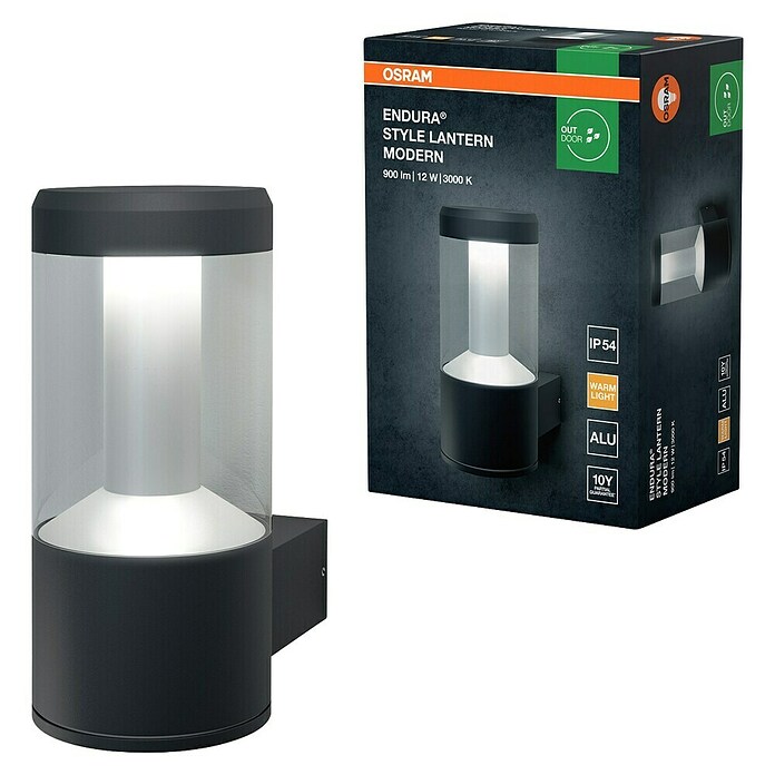 Osram Endura Style LED zunanja stenska svetilka Lantern Modern  (11,5 W, 17,6 x 11 x 24 cm, Temno sive barve, IP44) | 3078 - Wandleuchte Outdoor | CAJA - Outdoorleuchten Hochvolt | CAJ - Outdoorleuchten | CA - Beleuchtung | C - Elektro | BAUHAUS