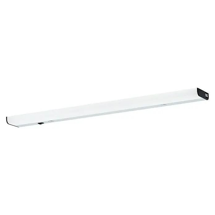 Osram Linear LED-Unterbauleuchte LED Flat - 6 W, Länge: 370 mm, Warmweiß - Eine Nahaufnahme einer weißen Tischleuchte, die ein helles, modernes Design aufweist, ideal für Büro- oder Arbeitsbereiche.