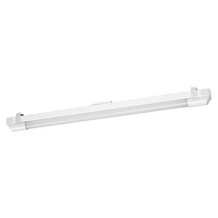 Osram LED-Lichtleiste Power Batten - L x B x H: 60 x 4,1 x 4,8 cm, Lichtfarbe: Kaltweiß, 12 W, 220 V - 240 V - Nahaufnahme einer LED-Röhrenleuchte mit weißem Gehäuse, die sich ideal für Innenräume eignet und eine effiziente Beleuchtung bietet.