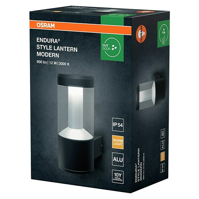 Osram Endura Style LED zunanja stenska svetilka Lantern Modern  (11,5 W, 17,6 x 11 x 24 cm, Temno sive barve, IP44) | 3078 - Wandleuchte Outdoor | CAJA - Outdoorleuchten Hochvolt | CAJ - Outdoorleuchten | CA - Beleuchtung | C - Elektro | BAUHAUS