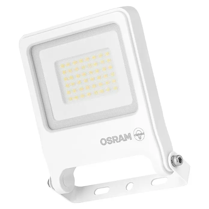 Osram LED-Strahler Endura Flood - 30 W, Weiß, Warmweiß, IP65 - Bild einer weißen Osram-Flutlichtleuchte, die eine helle, effiziente Beleuchtung für Außenbereiche bietet.