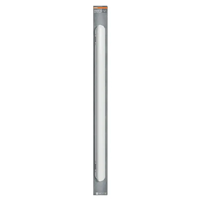 Osram Feuchtraumleuchte Submarine - Länge: 120 cm, Lichtfarbe: Neutralweiß, 36 W, IP65 - Produktaufnahme einer Osram Submarine LED-Leuchte. Schlankes, weißes Design, ideal für Feuchträume und den Außenbereich. Robuste Bauweise.