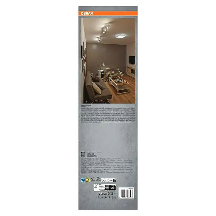 Osram LED-Deckenstrahler - 7,8 W, L x B x H: 465 x 80 x 146 mm, Nickel matt, Warmweiß, 3 Stk. - OSRAM Lichtproduktverpackung.