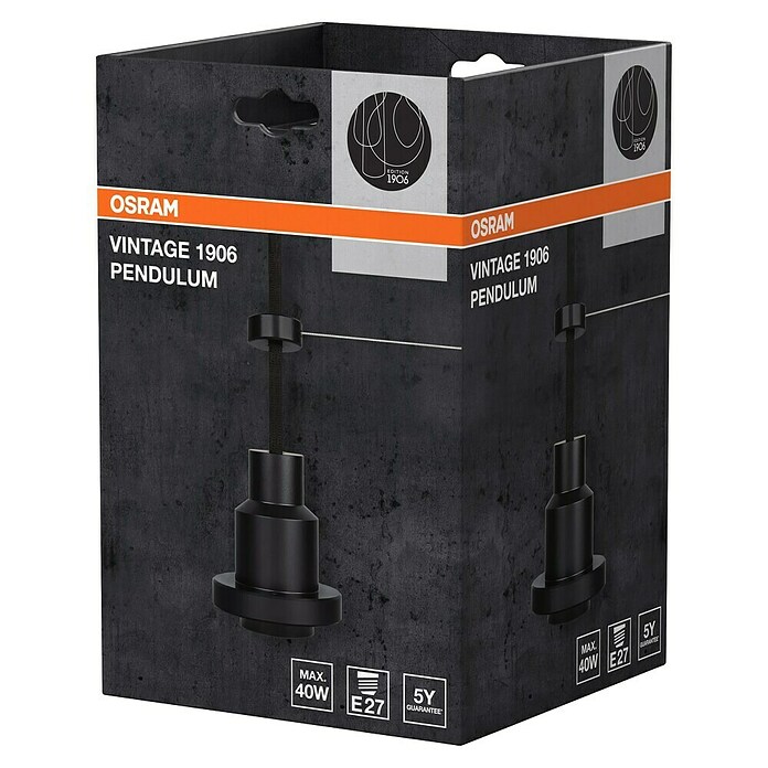 Osram Schnurpendel Vintage 1906 Pendulum Black (Schwarz, E27, Pendellänge: 200 cm, Max. Leistung: 60 W)