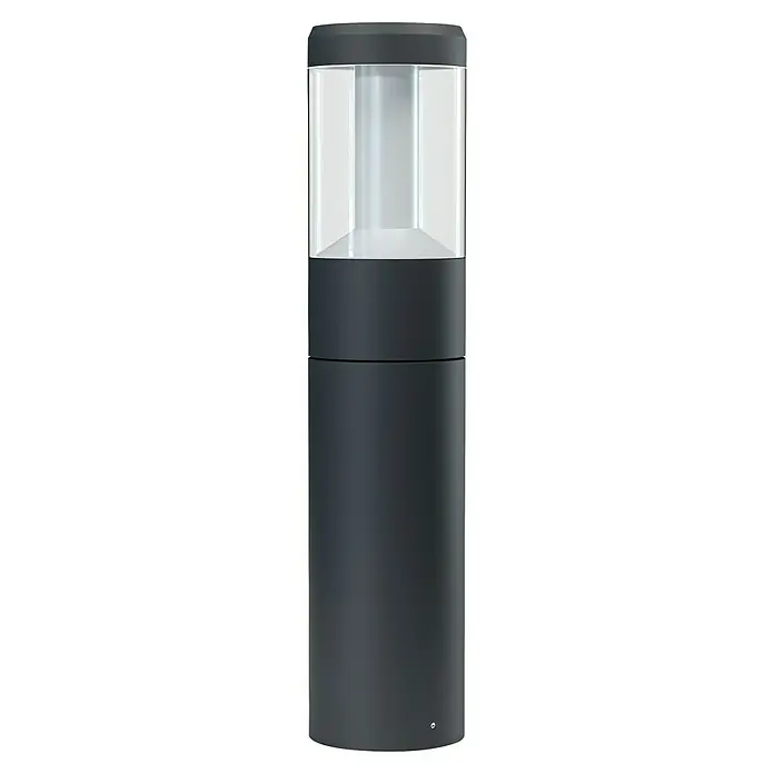 Osram Endura Style Lámpara de pie para exterior Lantern Modern - 12 W, Color del marco: Gris oscuro, Blanco cálido, Con bombillas - Luminaria de bolardo elegante en antracita con tapa de vidrio transparente. Ideal para iluminar con estilo áreas exteriores y caminos.