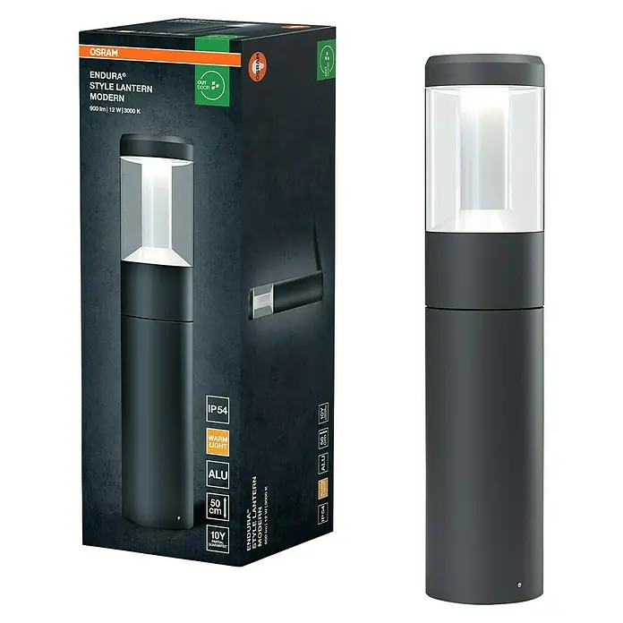 Osram Außenleuchte Lantern - 12 W, Farbe Gehäuse: Dunkelgrau, Warmweiß, Mit Leuchtmittel - Ein modernes, anthrazitfarbenes Osram Endura Style Lantern Modell. Die Laterne sorgt mit 900 lm und 3000 K für warmes Licht im Außenbereich.
