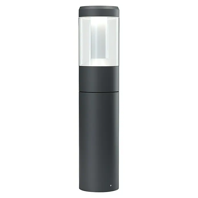 Osram Endura Style Lámpara de pie para exterior Lantern Modern - 12 W, Color del marco: Gris oscuro, Blanco cálido, Con bombillas - Baliza moderna antracita con cilindro transparente para uso exterior. Diseño elegante para iluminación con estilo de caminos y jardines.
