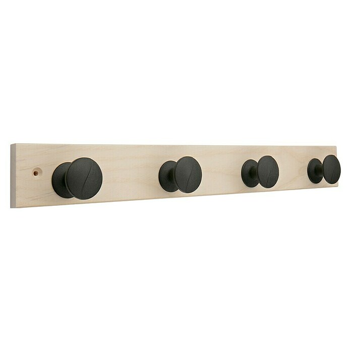 Inofix Perchero Ona (L x An x Al: 488 x 68 x 55 mm, Número de ganchos: 4 ud., Fresno calcáreo/Negro) | BAUHAUS
