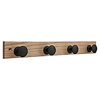 Inofix Perchero Ona (L x An x Al: 488 x 68 x 55 mm, Número de ganchos: 4 ud., Fresno nórdico/Negro)