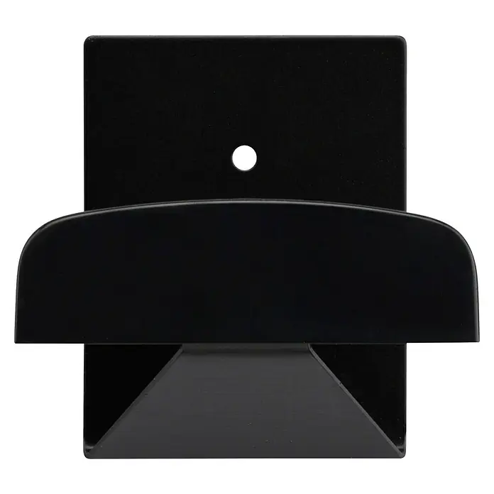 Inofix Colgador adhesivo 2044 - Negro - Primer plano de un soporte negro para el mando de PlayStation 5, que combina un diseño elegante y funcionalidad para jugadores.