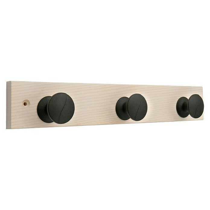 Inofix Perchero Ona (L x An x Al: 360 x 68 x 55 mm, Número de ganchos: 3 ud., Fresno calcáreo/Negro) | BAUHAUS