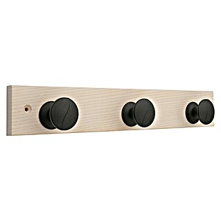 Inofix Perchero Ona (L x An x Al: 360 x 68 x 55 mm, Número de ganchos: 3 ud., Fresno calcáreo/Negro)