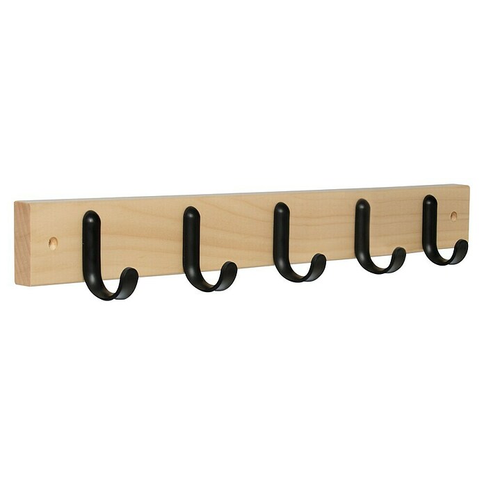 Inofix Perchero 3707 (L x An x Al: 48,8 x 6 x 5,2 cm, Número de ganchos: 5 ud., Arce/Negro) | BAUHAUS