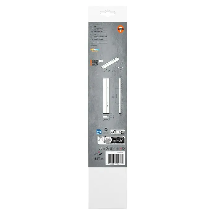 Osram Linear LED-Unterbauleuchte LED Flat - 6 W, Länge: 370 mm, Warmweiß - Bild der linearen LED-Flachleuchte von Osram, die ihre Abmessungen und Produktmerkmale hervorhebt.