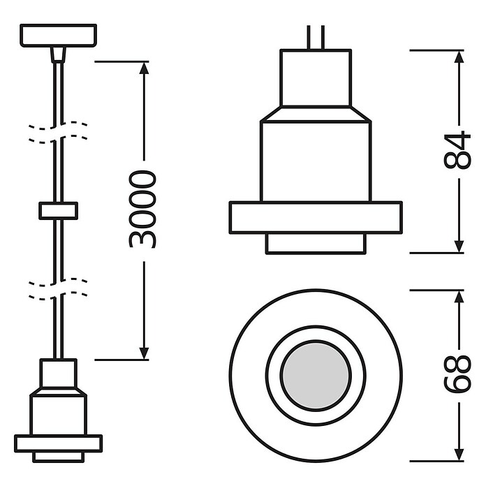 Osram Schnurpendel Vintage 1906 Pendulum Black (Schwarz, E27, Pendellänge: 200 cm, Max. Leistung: 60 W)