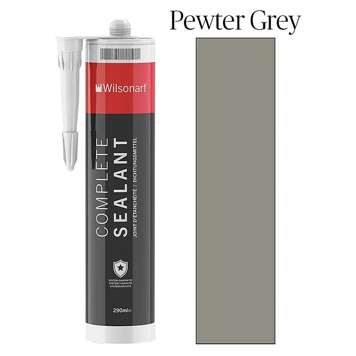 Dichtmasse Wilsonart Complete Sealant - 290 ml, Pewter Grey - Abbildung einer Kartusche Wilsonart Complete Sealant in Pewter Grey. Ideal für dichte und dauerhafte Verbindungen im Innenausbau.