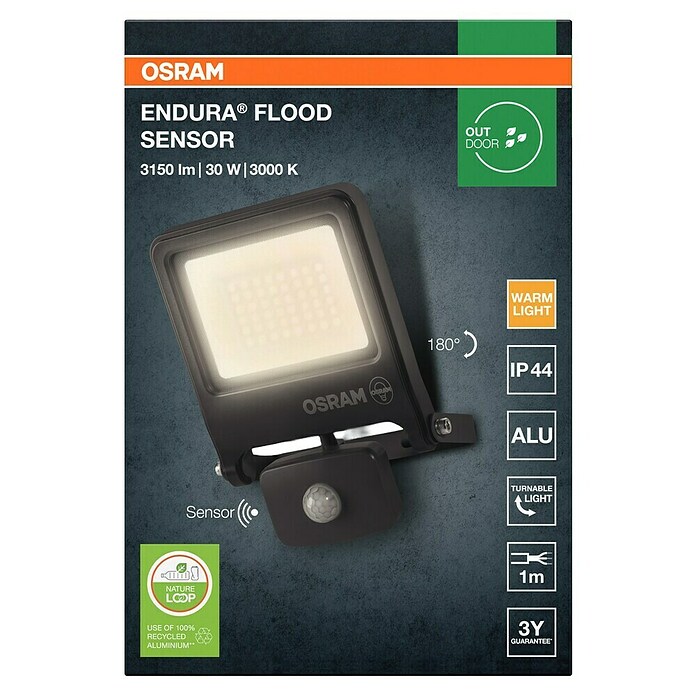 Osram Proyector de LED (Antracita, Sensor, 30 W, IP44)