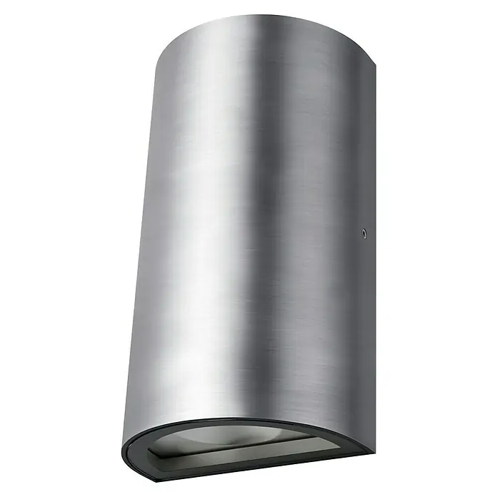 Ledvance Aplique exterior LED Endura UpDown - 11,5 W, 5,5 x 9 x 16 cm, Antracita, IP44 - Primer plano de una campana extractora redonda de acero inoxidable cepillado con detalles en negro. Tiene un aspecto elegante y es perfecta para la cocina moderna.