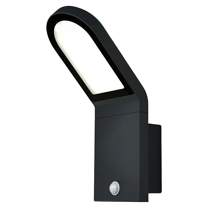 Osram Endura Style Aplique exterior LED con sensor Wall - 12 W, L x An x Al: 16,8 x 10 x 27,3 cm, Gris oscuro, Blanco, Blanco cálido - Una lámpara de pared negra y moderna con un sensor de movimiento integrado proporciona una iluminación elegante para exteriores.
