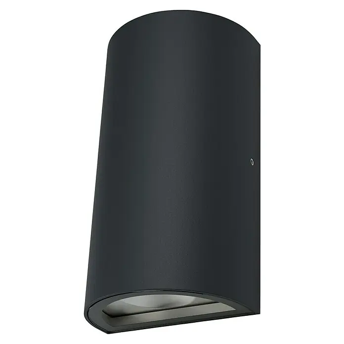 Ledvance Aplique exterior LED - 12 W, 5,5 cm x 9 mm x 16 cm, Gris oscuro, Claro, IP44 - Lámpara de pared LED negra para exteriores. La luz con forma cilíndrica proporciona una iluminación elegante.