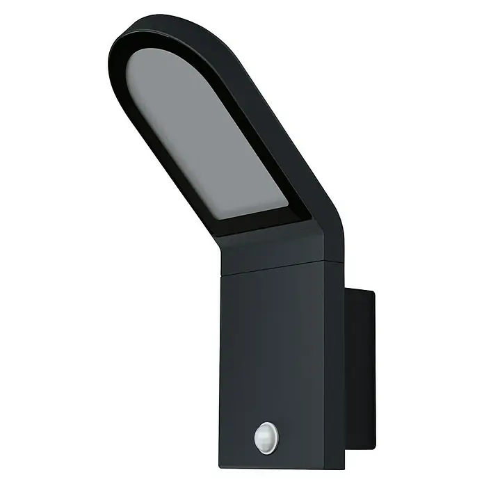 Osram Endura Style Aplique exterior LED con sensor Wall - 12 W, L x An x Al: 16,8 x 10 x 27,3 cm, Gris oscuro, Blanco, Blanco cálido - Un moderno aplique de pared LED negro con sensor de movimiento, perfecto para uso exterior, que ofrece seguridad e iluminación.