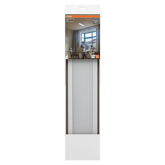Ledvance LED-Deckenleuchte Office Line - 25 W, L x B x H: 61,5 x 13 x 2,5 cm, Weiß, Neutralweiß - Verpackung der OSRAM LED Office Line 0.6M Büroleuchte, die modernes Design und effiziente Beleuchtung vereint.