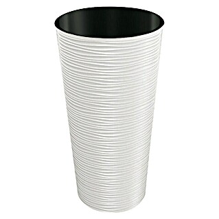 Okrogli stebrasti cvetlični lonec Aurora (Zunanje dimenzije (Ø x V): 25 x 46,5 cm, Plastika, Bela)