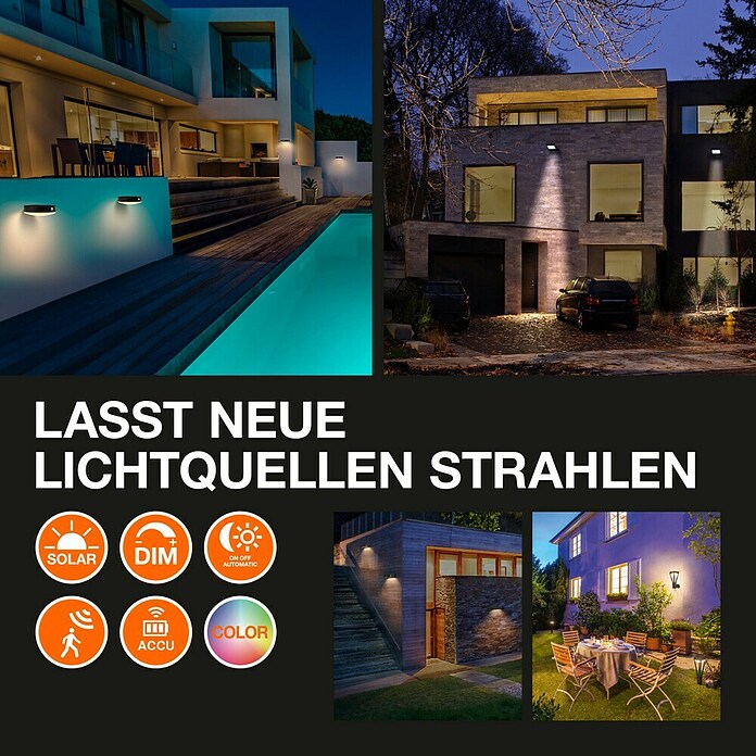 Osram Solar-Außenwandleuchte Endura Flood (10 W, 19,4 x 6,7 x 31,3 cm, Kaltweiß) | BAUHAUS