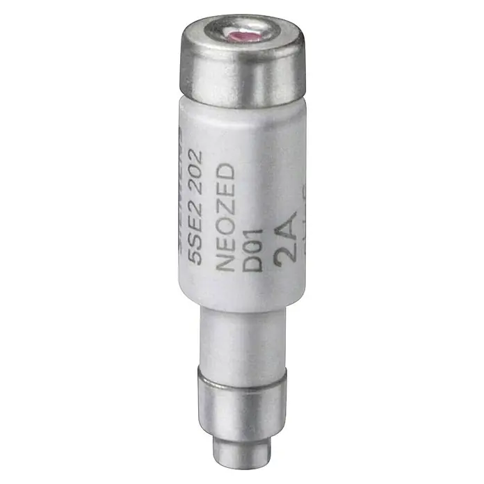 Siemens Neozed-Sicherung Sentron 5SE2363 - 65 A, 400 V, Größe: D02, 10 Stk. - Nahaufnahme einer Siemens NEOZED D01 2A Sicherung, die für elektrischen Schutz sorgt und zuverlässige Leistung in verschiedenen Anwendungen bietet.