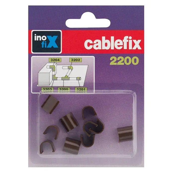 Inofix Cablefix Pieza de unión para canaleta 2200 - Marrón, 10 ud., An x Al: 0,6 x 0,5 cm - Paquete Cablefix 2200: una solución práctica para la gestión de cables. Incluye varios clips para una organización limpia en casa o en la oficina.
