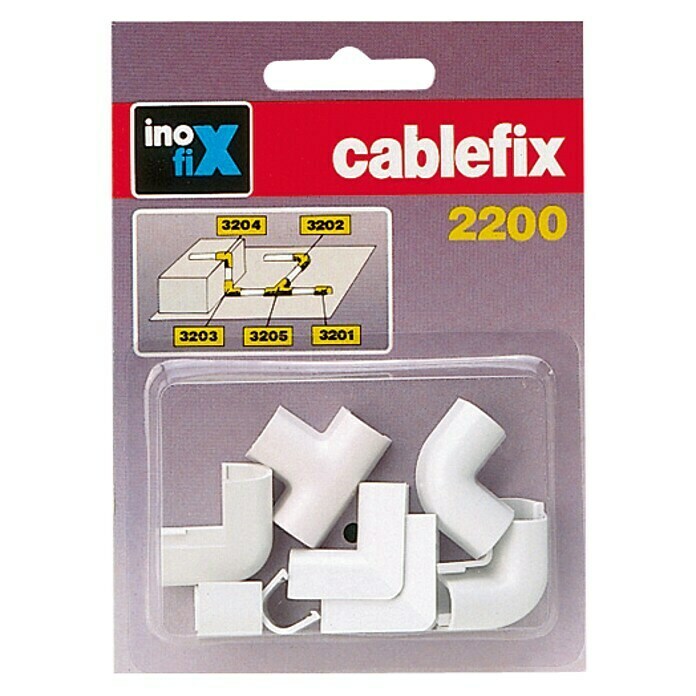 Inofix Cablefix Kit de accesorios para canaleta 2200 (Blanco, An x Al: 0,6 x 0,5 cm, 10 uds.)