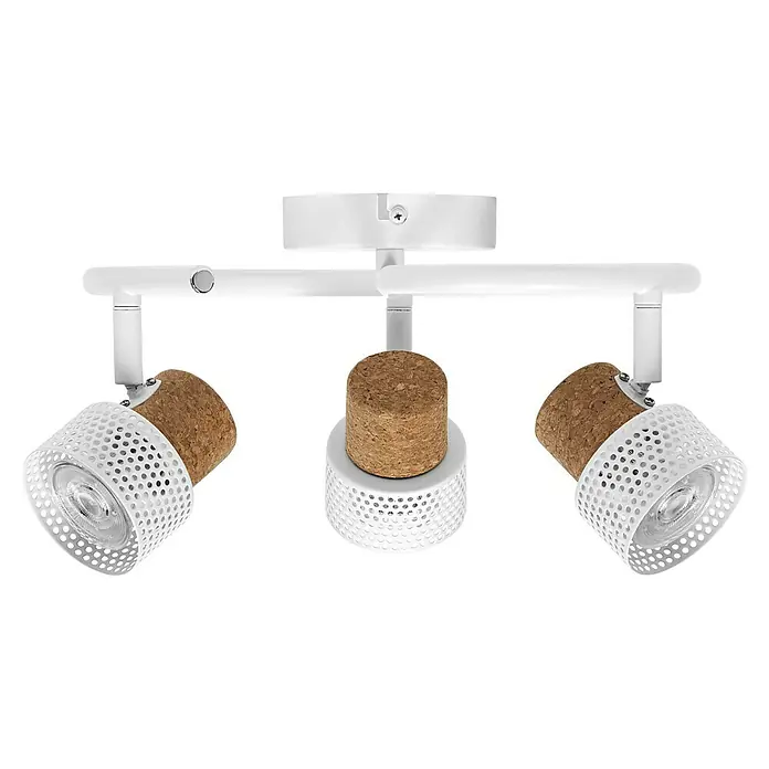 Osram Regleta Cork - 10,2 W, L x An x Al: 31,8 x 29,3 x 13,6 cm, Blanco, GU10 - Lámpara de techo blanca de tres luces con detalles de corcho, ideal para interiores modernos e iluminación ambiental.