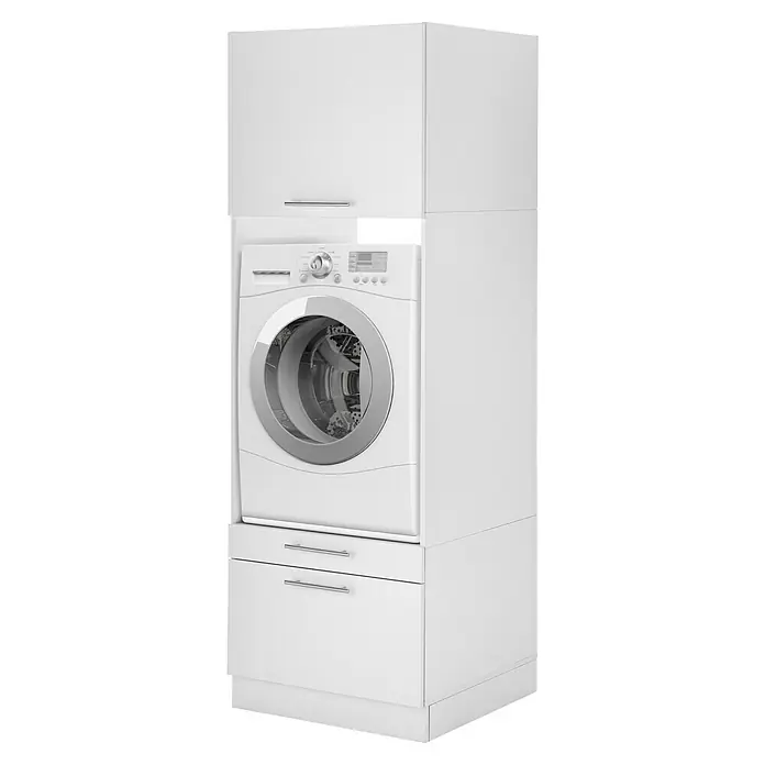 Respekta Waschmaschinenschrank Clara - L x B: 67,6 x 67,4 cm, Weiß, Waschmaschinenschrank - Waschmaschine mit weißen Schränken für ein ordentliches, modernes Badezimmer.
