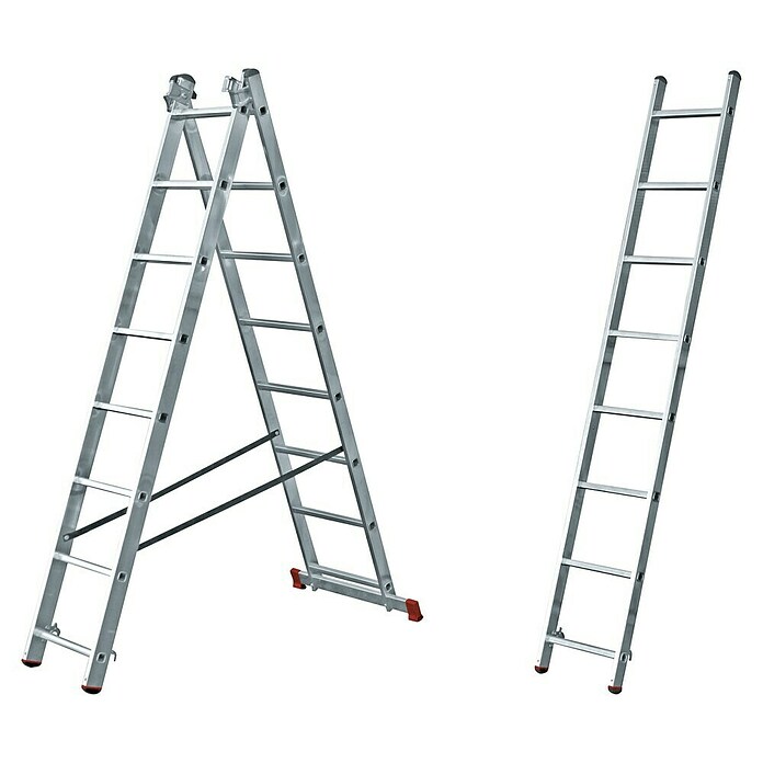 Krause Sprossen-Mehrzweckleiter (Arbeitshöhe: 5,4 m, Anzahl Tritte: 3 x 8 Sprossen, Aluminium)